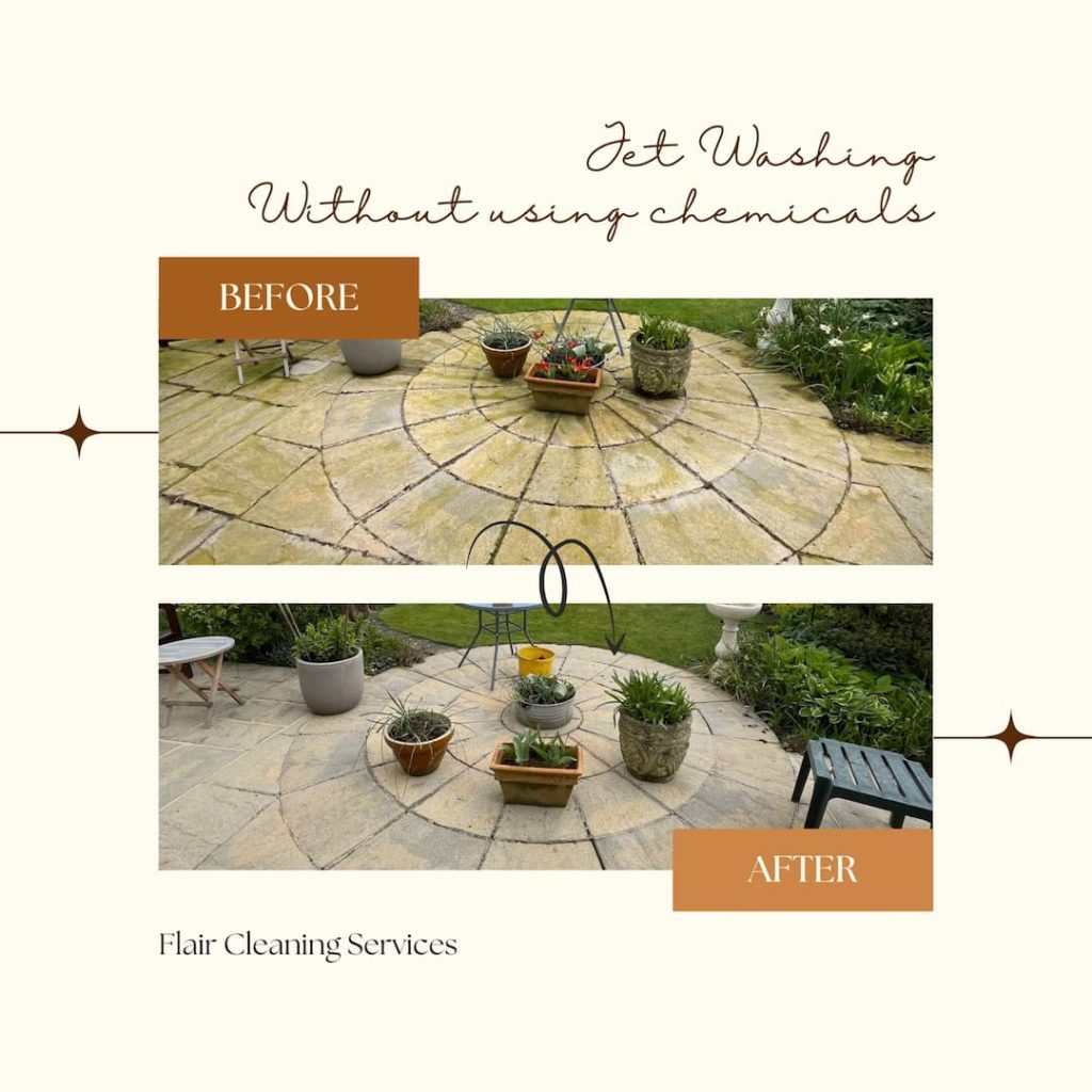 jet washing patio before and after
